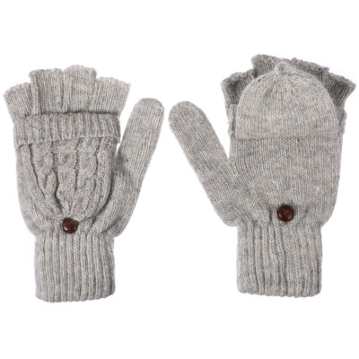 Warm Simple Elastic Convertible Fingerless Mittens Convertible Fingerless Gloves