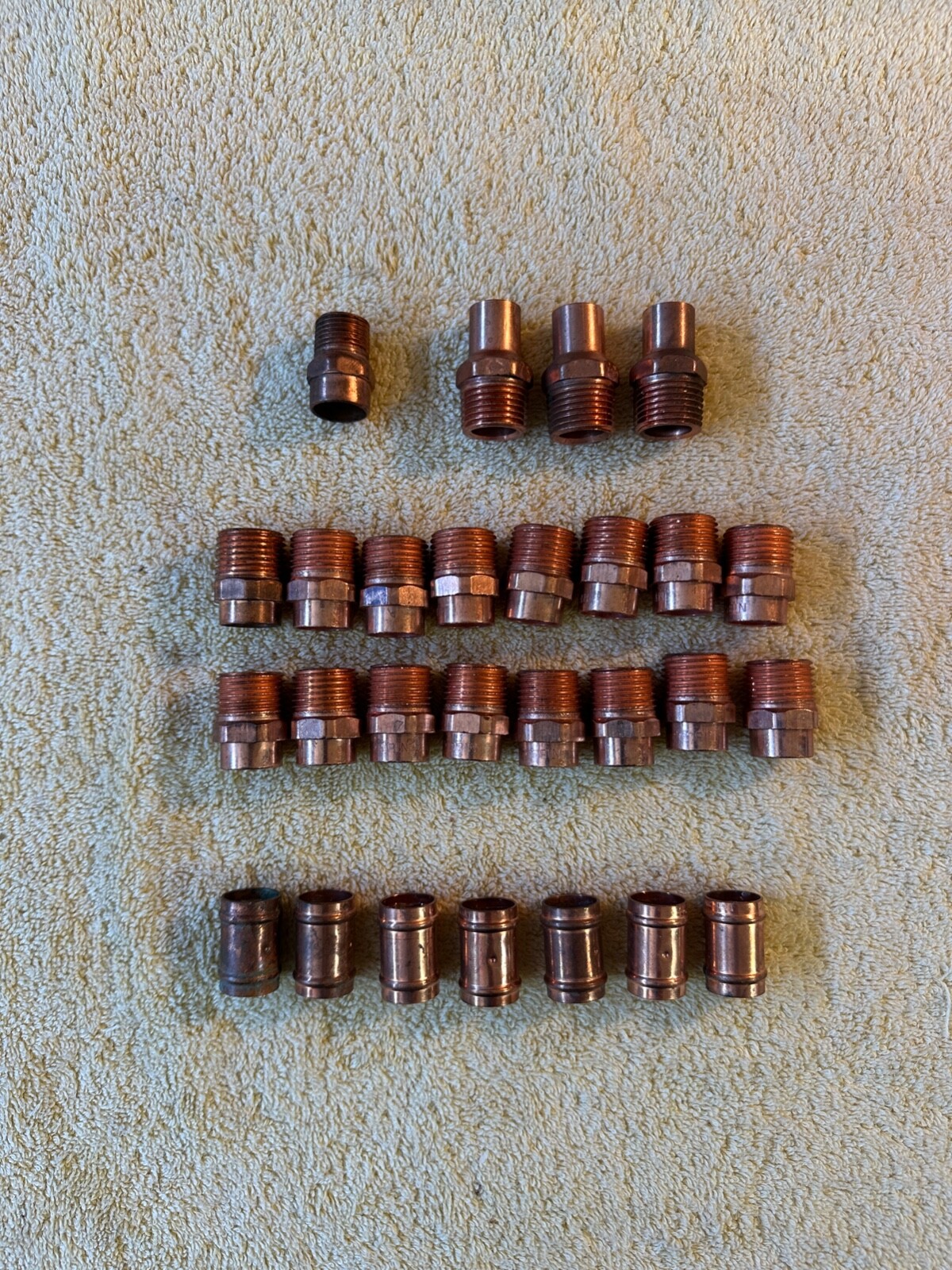 Lot of 27 Assorted NIBCO Copper Pressure Cup Male Adapter Fittings