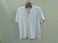 Champion Vintage Henley shirt Men's Small Light Grey Marl 100 cotton Granddad