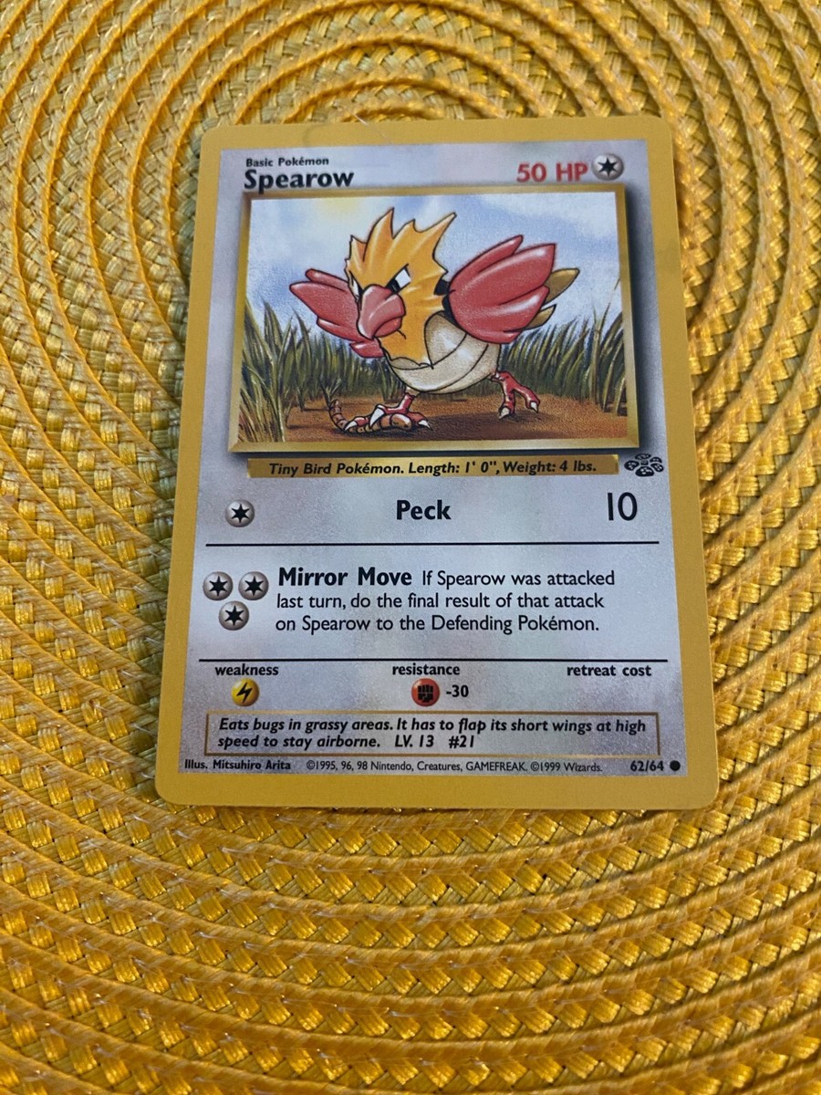 1995 spearow pokemon card Jungle MP, 62/64 and not all cards will be individually sleeved and top loaded in all lots Spearow | EX Sandstorm |