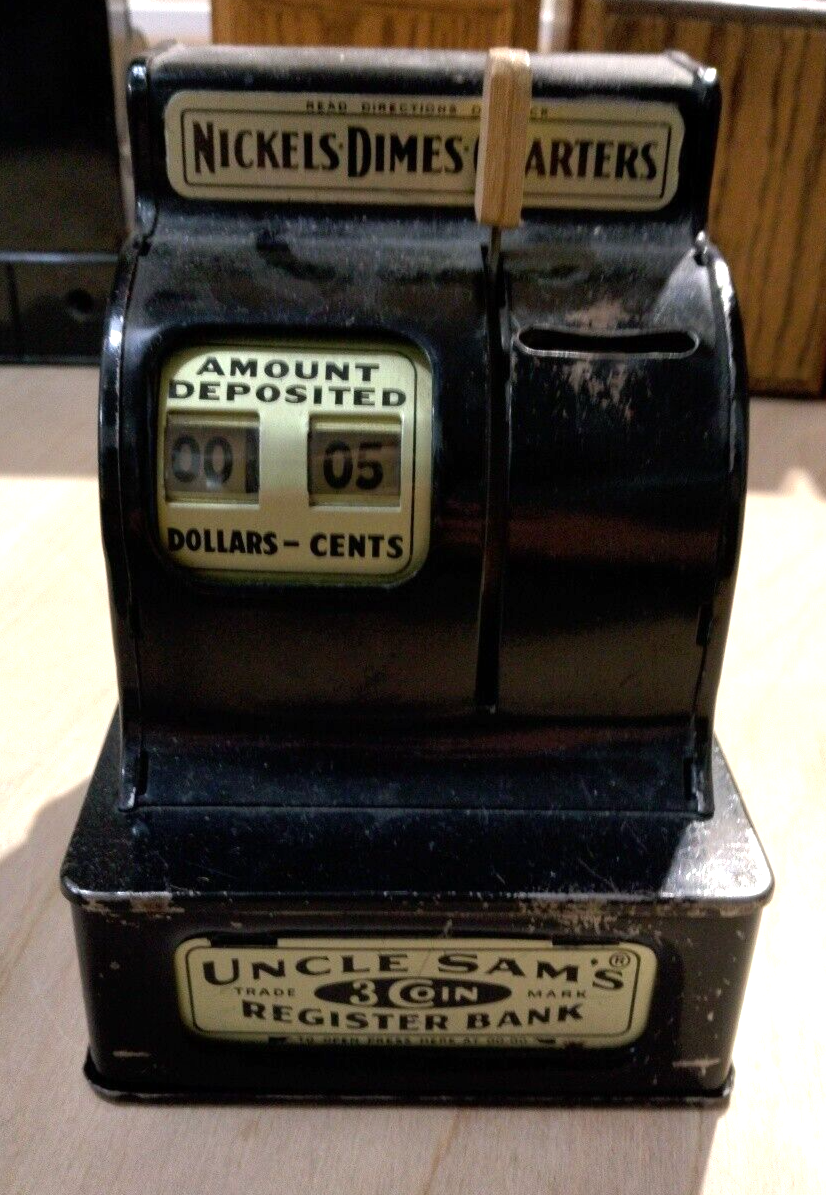 Antique Black Uncle Sam's Register Bank Savings Box, Durable Toy