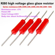 1Pc RI80 High Voltage Glass Glaze Resistors 3W 10KV, Series Resistance Value