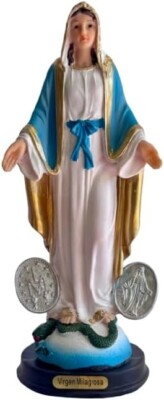 Virgen Milagrosa 8'' Nuestra Señora De Las Gracias De La Medalla Milagrosa Resin