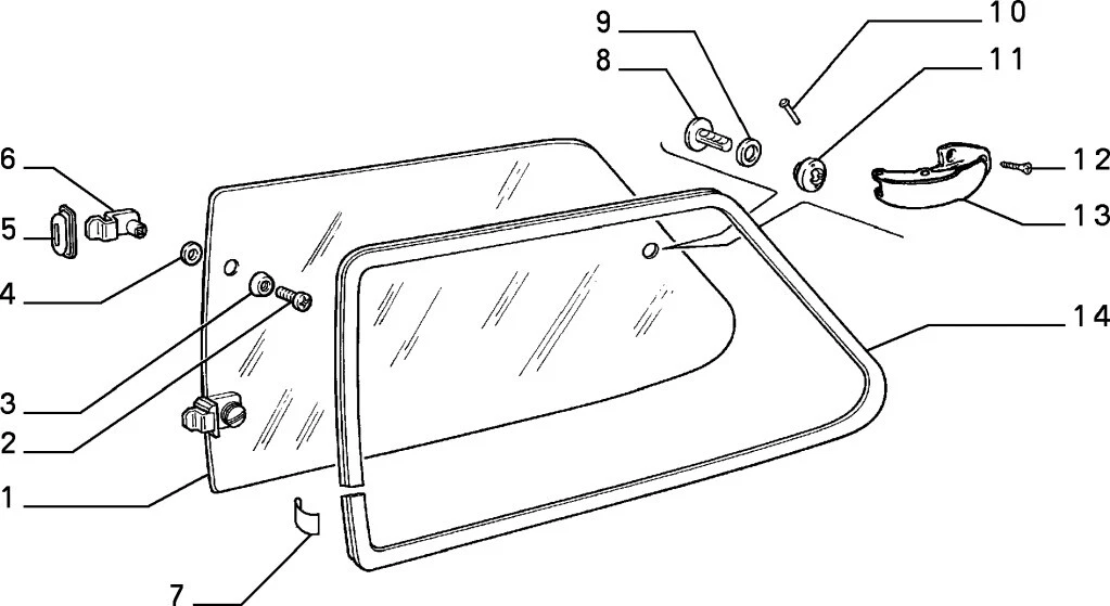 4484703 46427594 46427595 Side Rear Window Rubber Fiat Panda Seat  