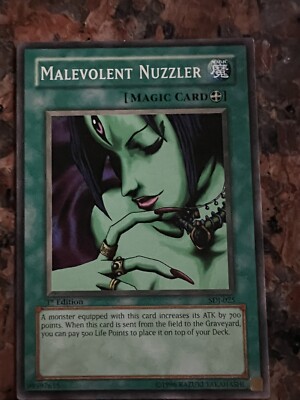 malevolent nuzzler yugioh card #SRL-EN005 Spell Ruler (25th Anniversary Edition) NM Typenull / Equip Spell AttributeSPELL Card TextA monster equipped with this card increases its ATK by 700 points. Malevolent Nuzzler (MRL-005) - Magic