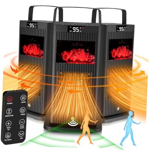 2024 Upgraded Space Heater,Mini Portable with Infrared Sensor & Fireplace
