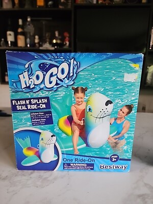 H2O GO Flash N' Splash Seal Ride-On Pool Float Inflatable 55'' x 43  x 36  NEW