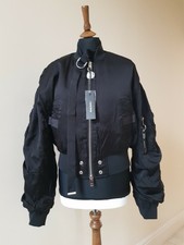 Diesel Womens Black Padded Cropped Short Bomber Jacket Size M Uk 12 New With Tag