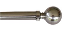 Steel Curtain Rod 1.2-2.10m Adjustable W/ Ball Finals?20 Rings & brackets Silver