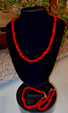 Small bundle 3 pieces Red Coral Jewellery Vintage Chain Bracelet Anklet