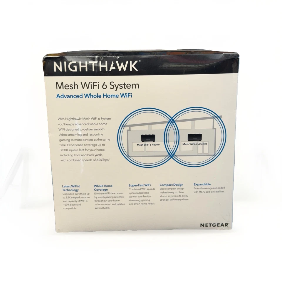 NEW & SEALED NETGEAR Whole Home Nighthawk Mesh Wifi 6 System Router AX3000 MK72 - Image 3 of 4