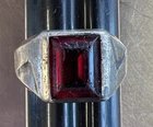Vintage Sterling Silver Synthetic Ruby Decorative Ring Size 9 Has Maker Mark