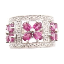 925 Sterling Silver Vintage Ring Amethyst Floral Blossom Cut Out Sz 6 RG33623