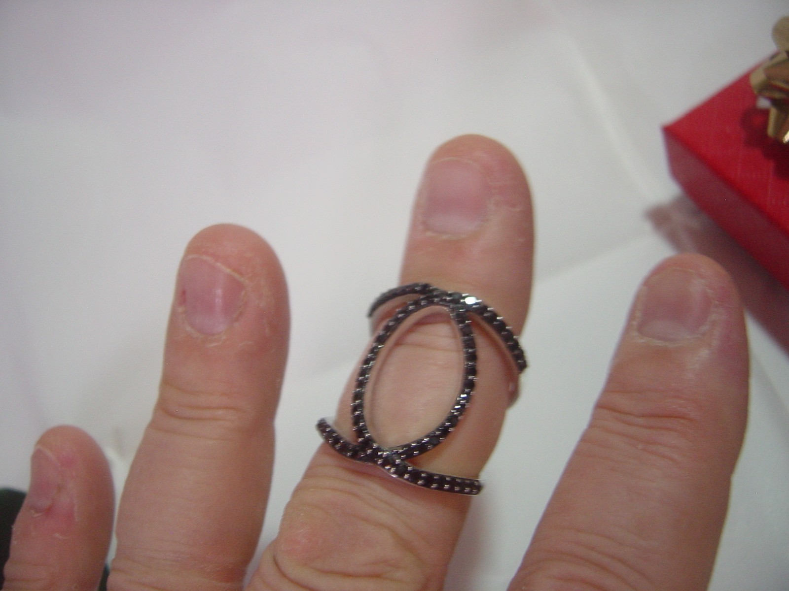 exquisite-solid silver large ornate black sparkli… - image 10