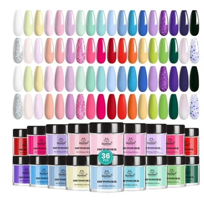 Beetles Dip Powder Nail Kit 36 Colors Glitter Pastel Solid Matte And Glossy NEW