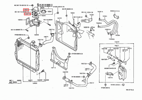 Genuine Dyna 150 LY61 Hilux LN100 3L Thermostat 88 w Top Water Outlet Housing - Picture 17 of 20