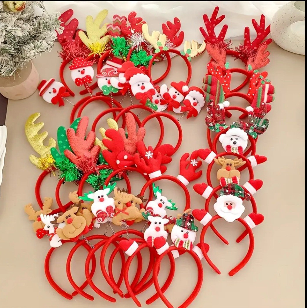 Diadema de Navidad Cuernos de Reno Árbol de Papá Noel Lentejuelas Arco Fiesta Disfraz al azar
