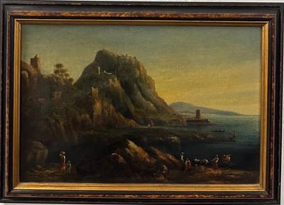 Italienische Schule (19. Jahrhundert): Fischer an der neapolitanischen Küste, Öl