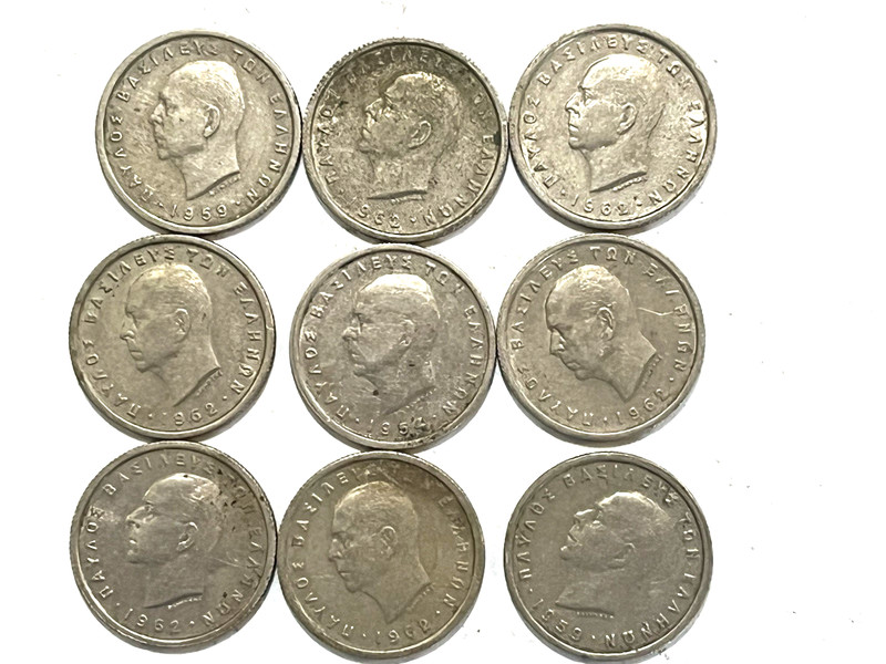 Greece 50 Drachmai 1954, 1959 & 1962 Copper Nickel Coin