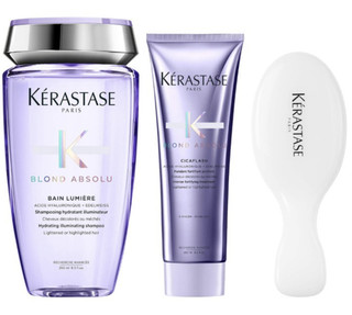 Kerastase 2pc brush: Blond Absolu Hydrating Shampoo Cicaflash Treatment fl sz