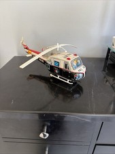 Vintage Tin Litho Highway Patrol Police Helicopter Friction Toy Japan