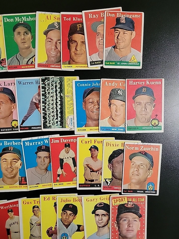 Lote de béisbol 1958 Topps - 36 diferentes - con puntaje de George Crowe y hierbas Foto 3 de 4