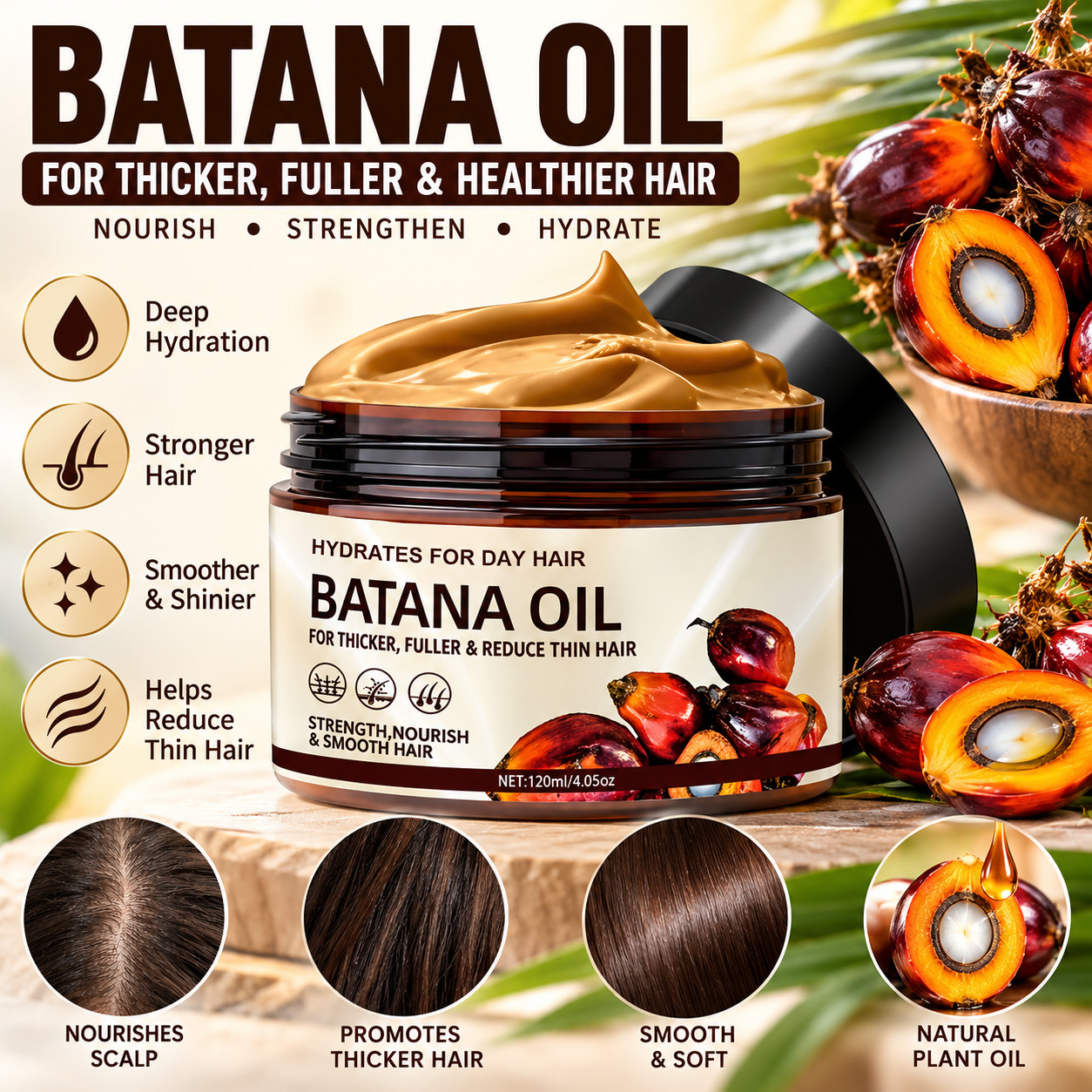Batana Oil for Hair Growth Natural Pure Dr Sebi Batana Hair Oil