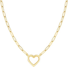 Heart Necklace for Women, 14K Gold Plated Layered Tiny Puffy Heart Pendant Neckl