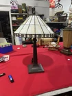 Vintage Tiffany Style Table Lamp with Glass Shade 21 Inches Tall Working Nice