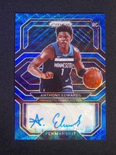 2020-21 Panini Prizm Anthony Edwards RC Rookie Penmanship Auto Blue Wave