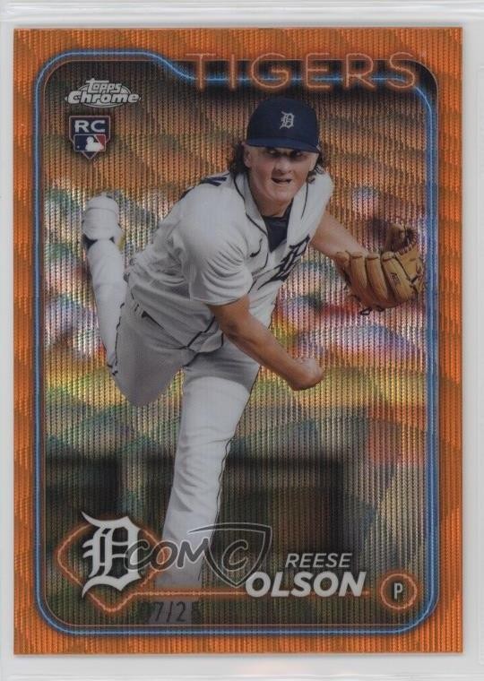 2024 Topps Chrome Orange Wave Refractor 7/25 Reese Olson #40 1jb0