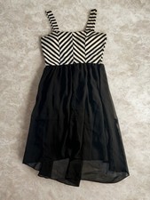 Black And White Stripes And Sheer Dress Pin Up Style Rock N Roll Retro Size L