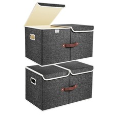 TYEERS Extra Large Collapsible Storage Bins with Lids and Compartme... Fast Ship