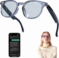 AI Smart Wireless Bluetooth Translation Glasses for Men/Women with Speakers/Blue