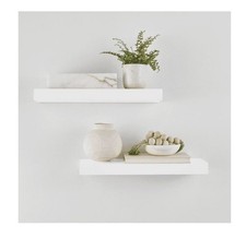 Mainstays White 16.5" Wood Floating Shelves, Set of 2