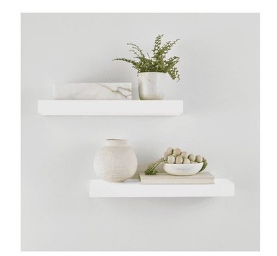 Mainstays White 16.5'' Wood Floating Shelves, Set of 2