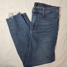 J. Crew 10  High Rise Skinny Jeans Raw Frayed Hem Size 31x26 Casual Preppy EUC