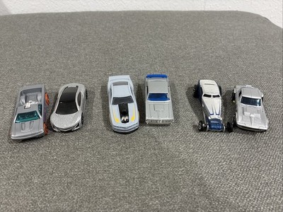 Hot Wheels Assorted Lot Silver/gray 6 Cars Hi-roller,mercury Cougar, NSX Concept