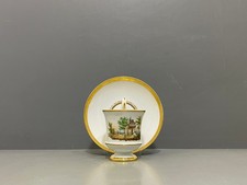 Meissen Gedeck Ansichtentasse Feine Malerei Landschaft Gold 1.Wahl um 1850