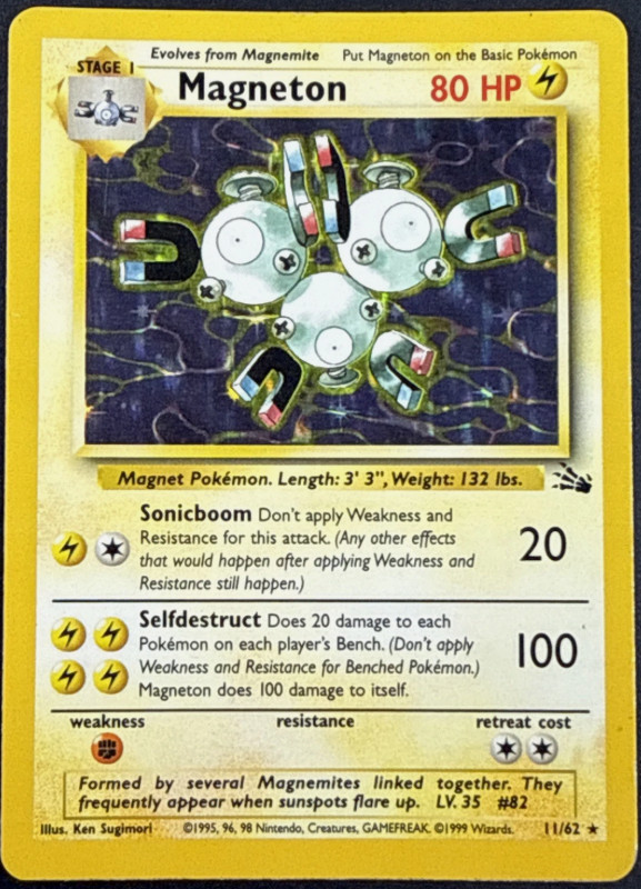 MAGNETON 11/64 FOSSIL POKEMON (VINTAGE - HOLO RARE, LP)