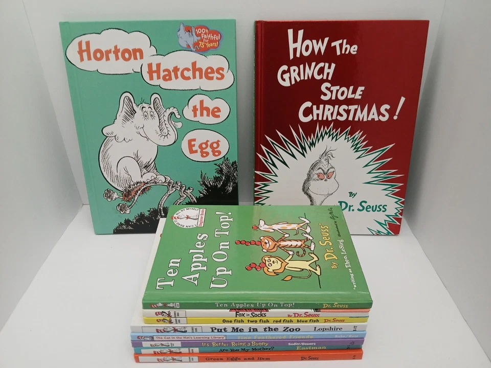 10 Dr Seuss Children’s Book Lot Hardcover Horton Grinch Christmas One Fish Two - Image 3 of 4