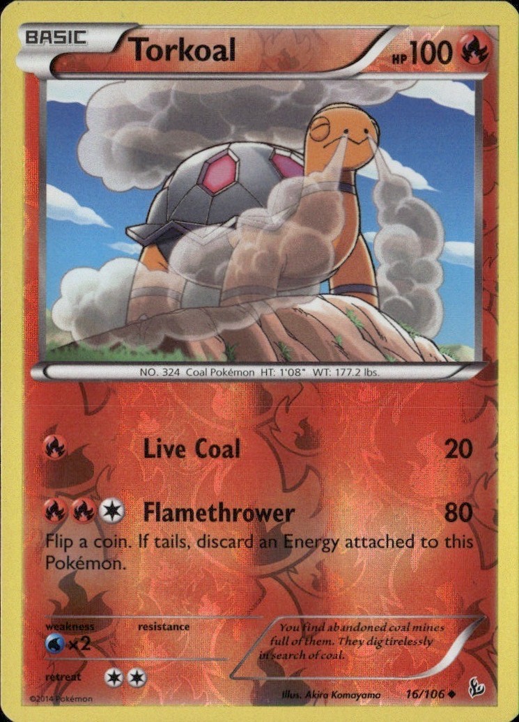 Torkoal Reverse Holo Uncommon FLF XY - Flashfire 16/106 LP-NM