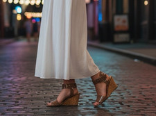 Nine West Riley Wedge Sandals Brown Patent Cork Heel Ankle Strap Women’s 11M