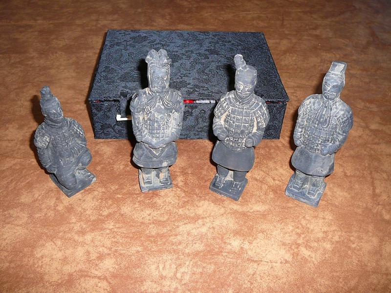 National Geographic 4 piece terra cotta statues
