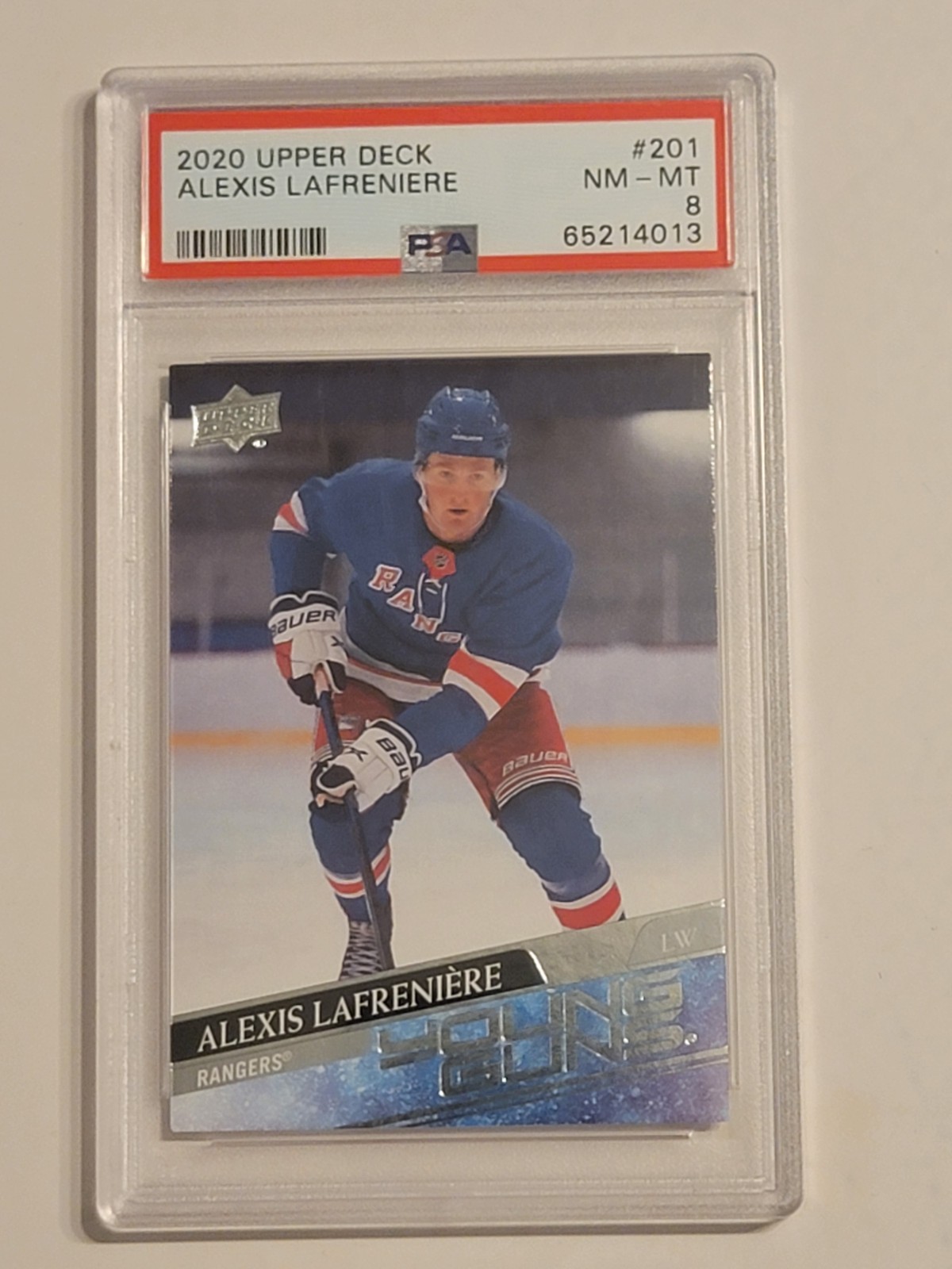 Adam Lafreniere 2020 Upper Deck Young Guns #201 Rookie PSA 8