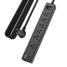 20Ft Power Strip Surge Protector - Extension Cord with 6 AC Outlets and 3 USB...