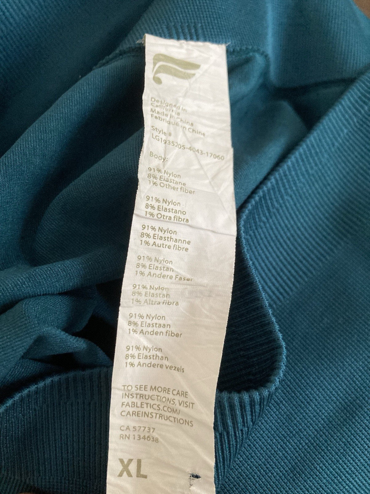 Fabletics Sync Seamless High-Waisted 7/8 Leggings XL Teal Green image 3
