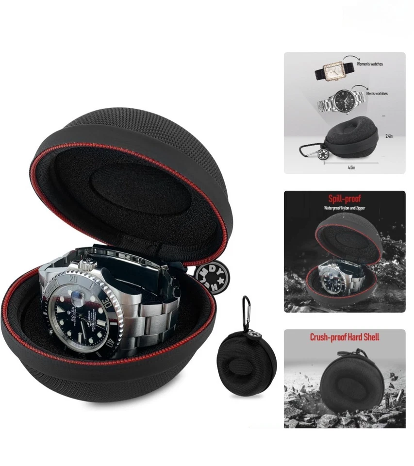 Elegant Portable Watch Holder Velvet Lined Travel Case For All Watch Types - Image 2 of 4