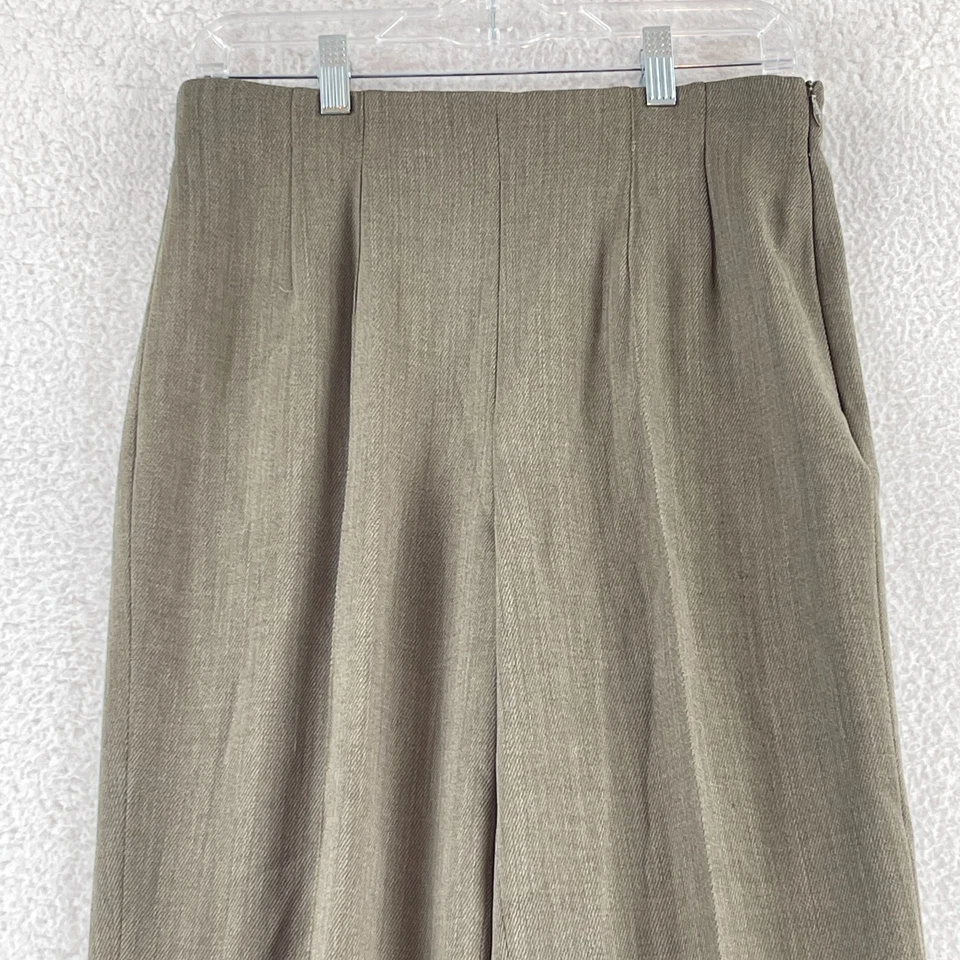 Escada Margaretha Ley Pants Womens Size Medium (40) Brown Wool Cuffed Pleated - Image 2 of 4