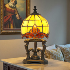 Unikat Art Déco Tiffany Lämpchen "THREE LIONS" Einzelstück Tischleuchte